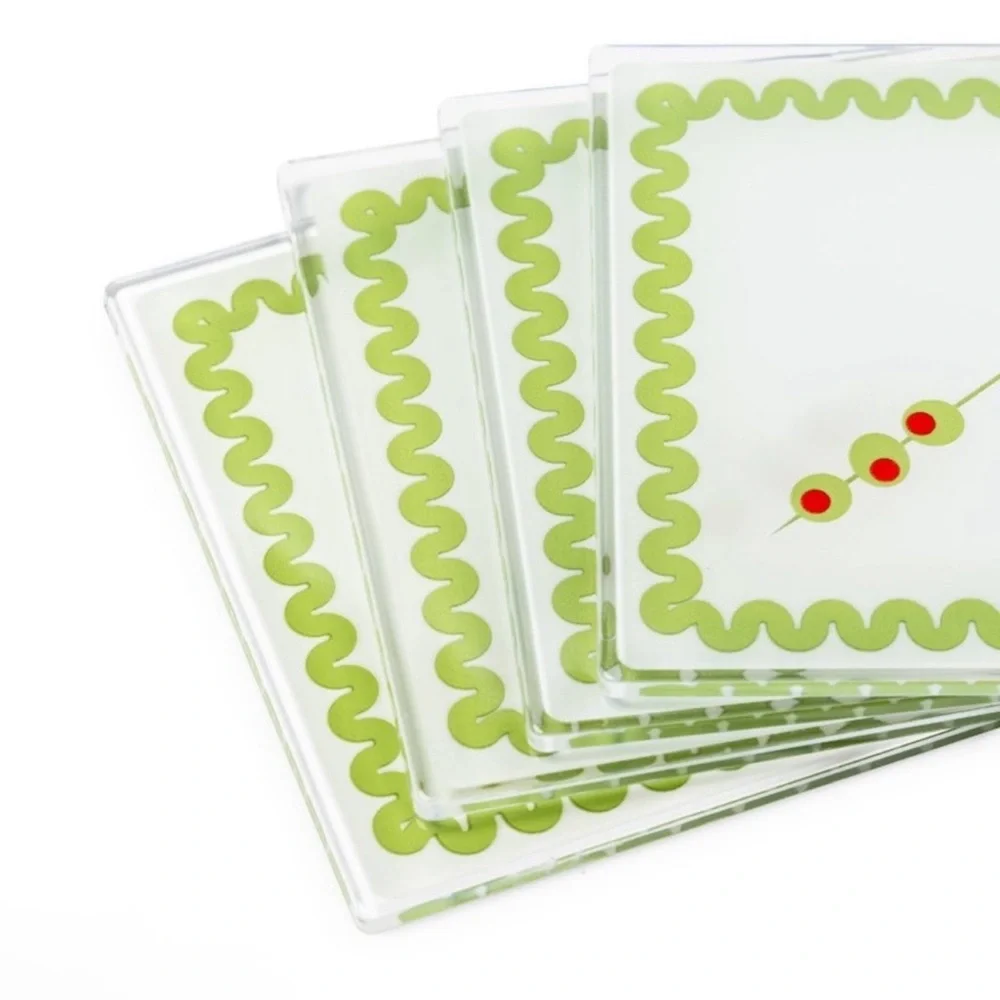 3 for $15 SALE Target Set of 4 Coasters with Martini Olive design, New